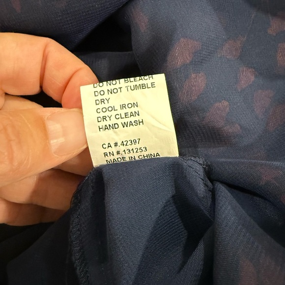 Pink Martini Navy Dress with Red/Orange Bird Design 50’s Vibes Tie Neck Vintage - Picture 11 of 14